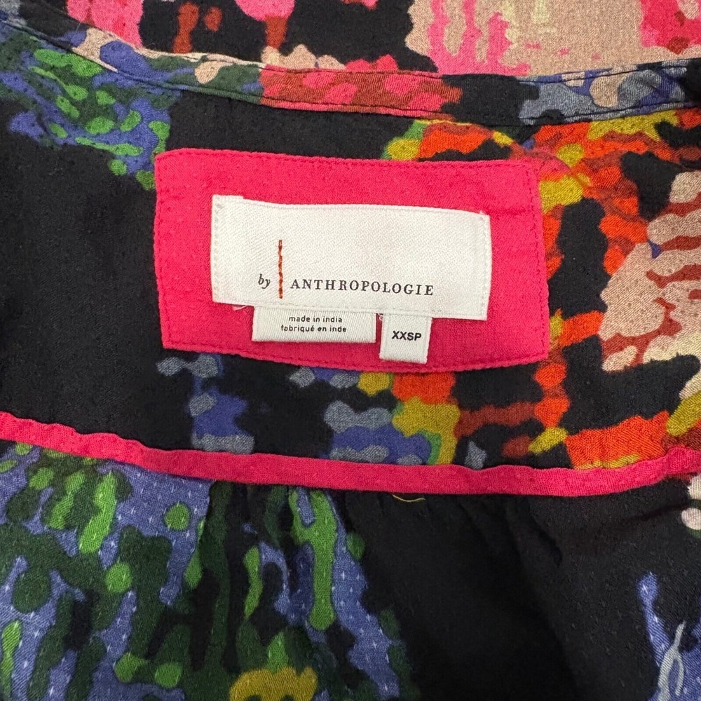 Anthropologie Astrid Needlepoint Floral Print V-Neck Mini Dress Petite‎ XXSP - Picture 4 of 8
